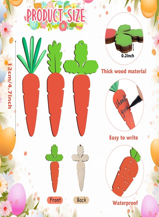 KIGEAPUEL 18PCS Easter Basket Name Tags-DIY Blank Wooden Easter Bunny Tag-Farmhouse Wooden Blank Sign Hanging Tag for Easter Bucket Decoration Supplies (Carrots) - Image 2